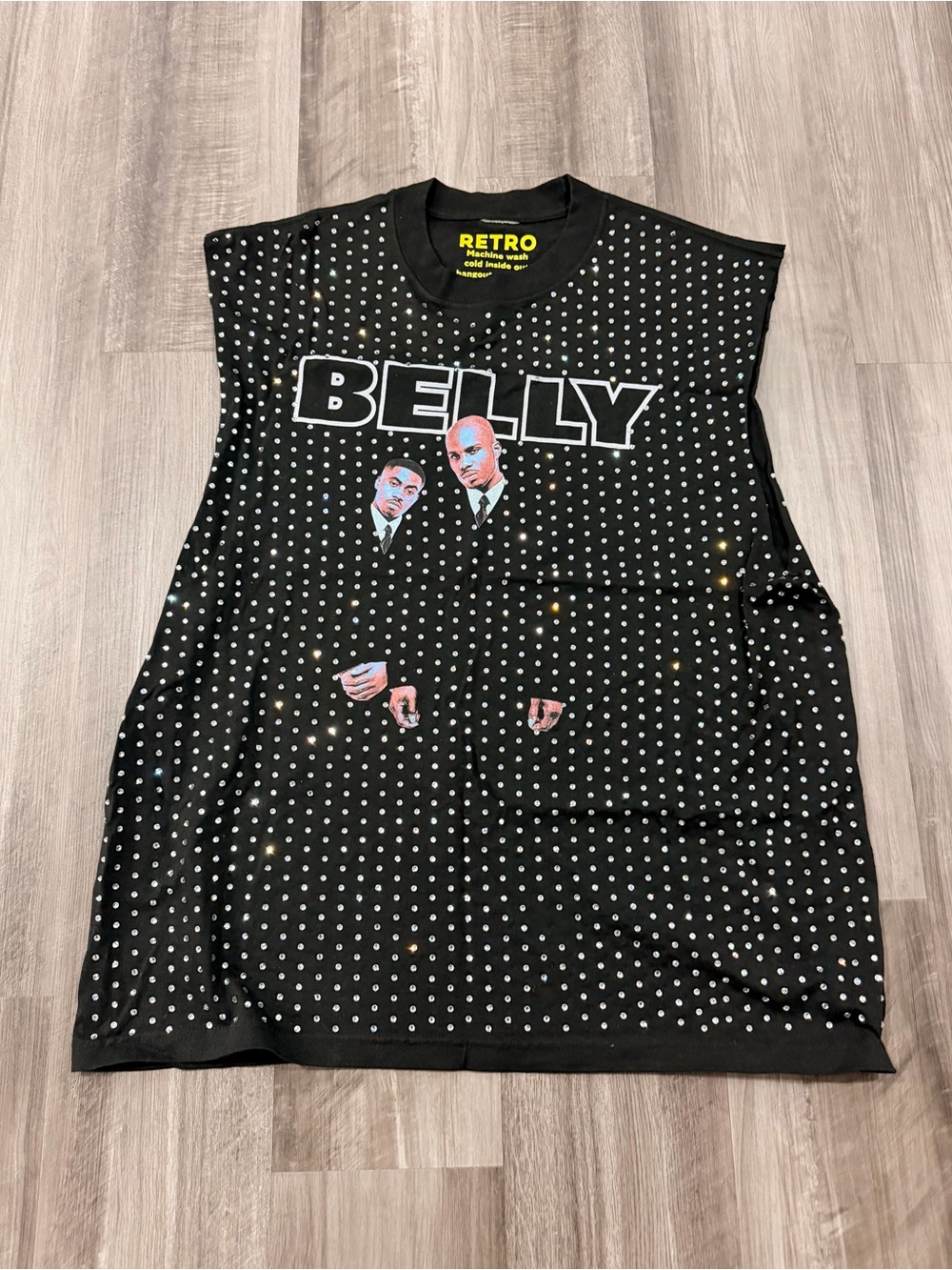 CUSTOM Handmade Men’s RETRO Black 'BELLY' Polka Dot Graphic Muscle Tee
